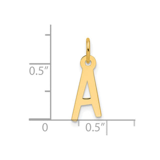 14K Yellow Gold Slanted Block Letter A Initial Charm