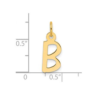 14K Yellow Gold Slanted Block Letter B Initial Charm