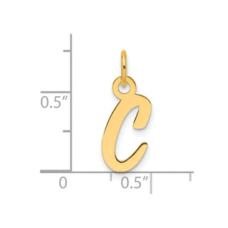 14K Yellow Gold Slanted Block Letter C Initial Charm