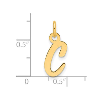 14K Yellow Gold Slanted Block Letter C Initial Charm