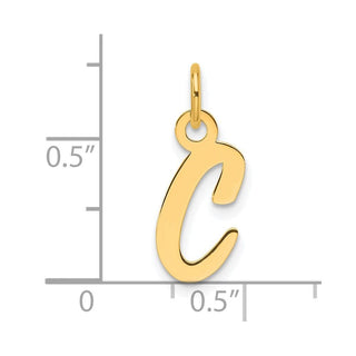 14K Yellow Gold Slanted Block Letter C Initial Charm