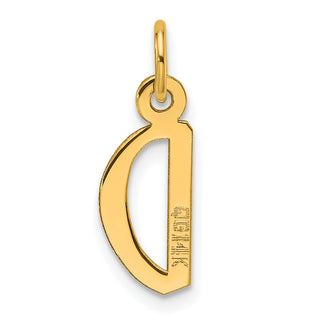 14K Yellow Gold Slanted Block Letter D Initial Charm