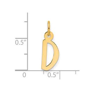 14K Yellow Gold Slanted Block Letter D Initial Charm