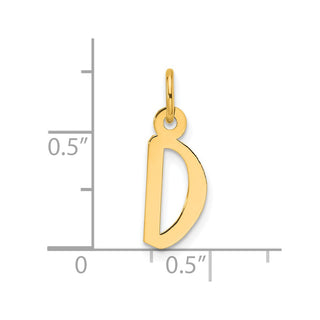 14K Yellow Gold Slanted Block Letter D Initial Charm