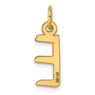 14K Yellow Gold Slanted Block Letter E Initial Charm
