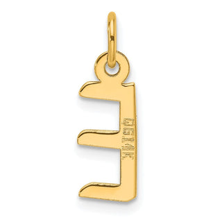 14K Yellow Gold Slanted Block Letter E Initial Charm
