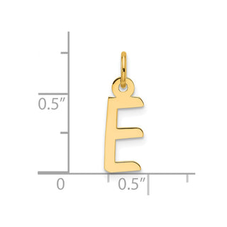 14K Yellow Gold Slanted Block Letter E Initial Charm