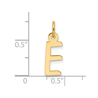 14K Yellow Gold Slanted Block Letter E Initial Charm