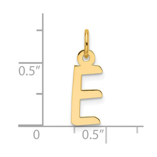 14K Yellow Gold Slanted Block Letter E Initial Charm