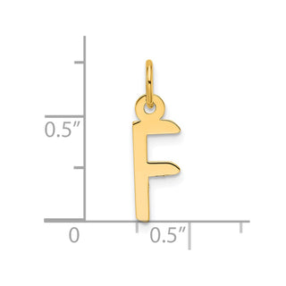 14K Yellow Gold Slanted Block Letter F Initial Charm