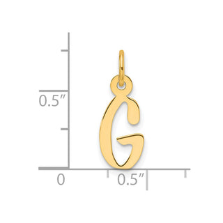 14K Yellow Gold Slanted Block Letter G Initial Charm