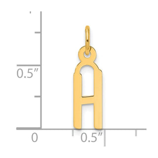 14K Yellow Gold Slanted Block Letter H Initial Charm