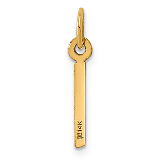 14K Yellow Gold Slanted Block Letter I Initial Charm