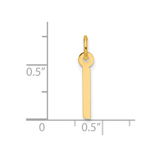 14K Yellow Gold Slanted Block Letter I Initial Charm