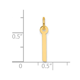 14K Yellow Gold Slanted Block Letter I Initial Charm