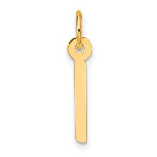 14K Yellow Gold Slanted Block Letter I Initial Charm
