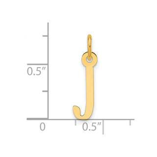 14K Yellow Gold Slanted Block Letter J Initial Charm