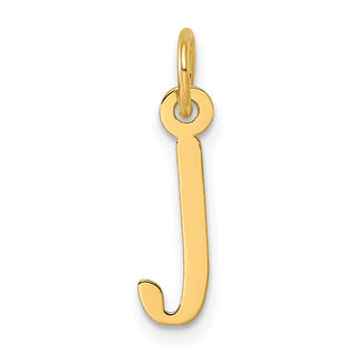 14K Yellow Gold Slanted Block Letter J Initial Charm