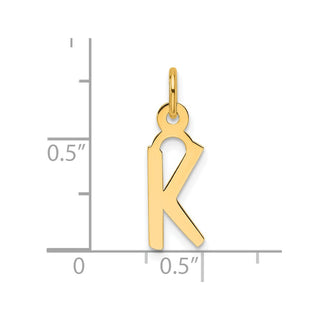 14K Yellow Gold Slanted Block Letter K Initial Charm