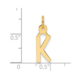 14K Yellow Gold Slanted Block Letter K Initial Charm