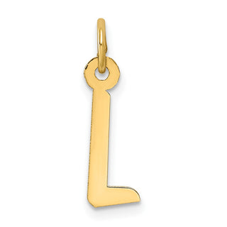 14K Yellow Gold Slanted Block Letter L Initial Charm