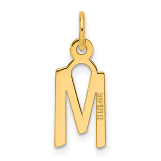 14K Yellow Gold Slanted Block Letter M Initial Charm