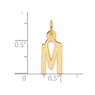 14K Yellow Gold Slanted Block Letter M Initial Charm