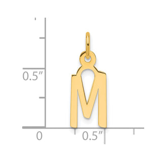 14K Yellow Gold Slanted Block Letter M Initial Charm