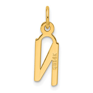 14K Yellow Gold Slanted Block Letter N Initial Charm