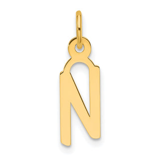 14K Yellow Gold Slanted Block Letter N Initial Charm
