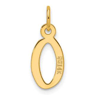 14K Yellow Gold Slanted Block Letter O Initial Charm