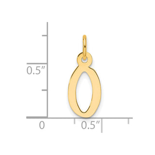 14K Yellow Gold Slanted Block Letter O Initial Charm