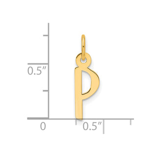 14K Yellow Gold Slanted Block Letter P Initial Charm