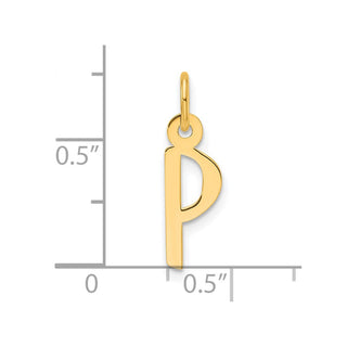 14K Yellow Gold Slanted Block Letter P Initial Charm