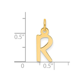 14K Yellow Gold Slanted Block Letter R Initial Charm
