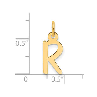 14K Yellow Gold Slanted Block Letter R Initial Charm