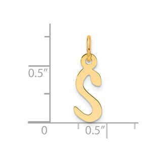 14K Yellow Gold Slanted Block Letter S Initial Charm