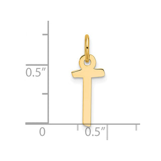 14K Yellow Gold Slanted Block Letter T Initial Charm