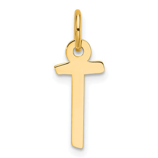 14K Yellow Gold Slanted Block Letter T Initial Charm