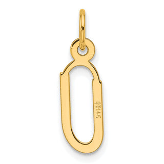14K Yellow Gold Slanted Block Letter U Initial Charm