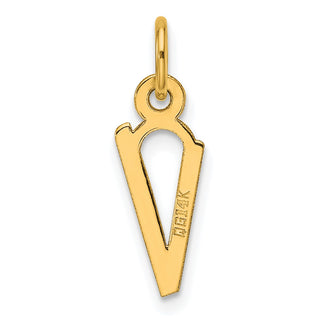 14K Yellow Gold Slanted Block Letter V Initial Charm