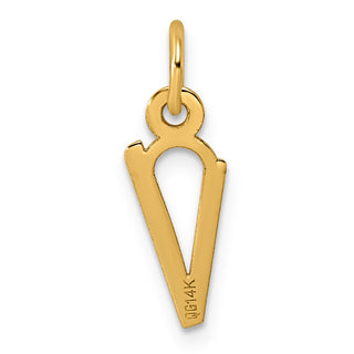 14K Yellow Gold Slanted Block Letter V Initial Charm
