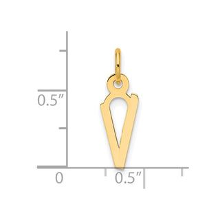 14K Yellow Gold Slanted Block Letter V Initial Charm