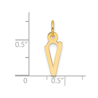 14K Yellow Gold Slanted Block Letter V Initial Charm