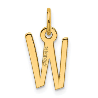 14K Yellow Gold Slanted Block Letter W Initial Charm