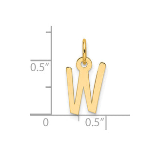 14K Yellow Gold Slanted Block Letter W Initial Charm
