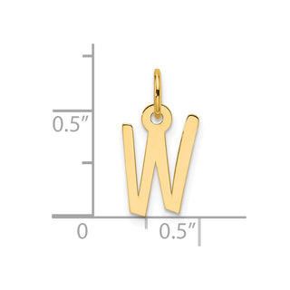 14K Yellow Gold Slanted Block Letter W Initial Charm