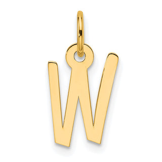 14K Yellow Gold Slanted Block Letter W Initial Charm