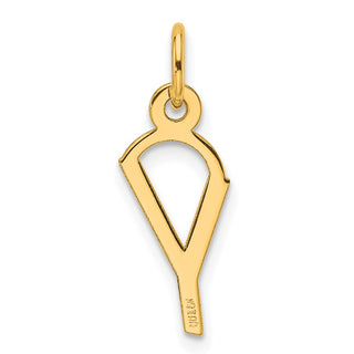 14K Yellow Gold Slanted Block Letter Y Initial Charm