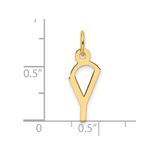 14K Yellow Gold Slanted Block Letter Y Initial Charm